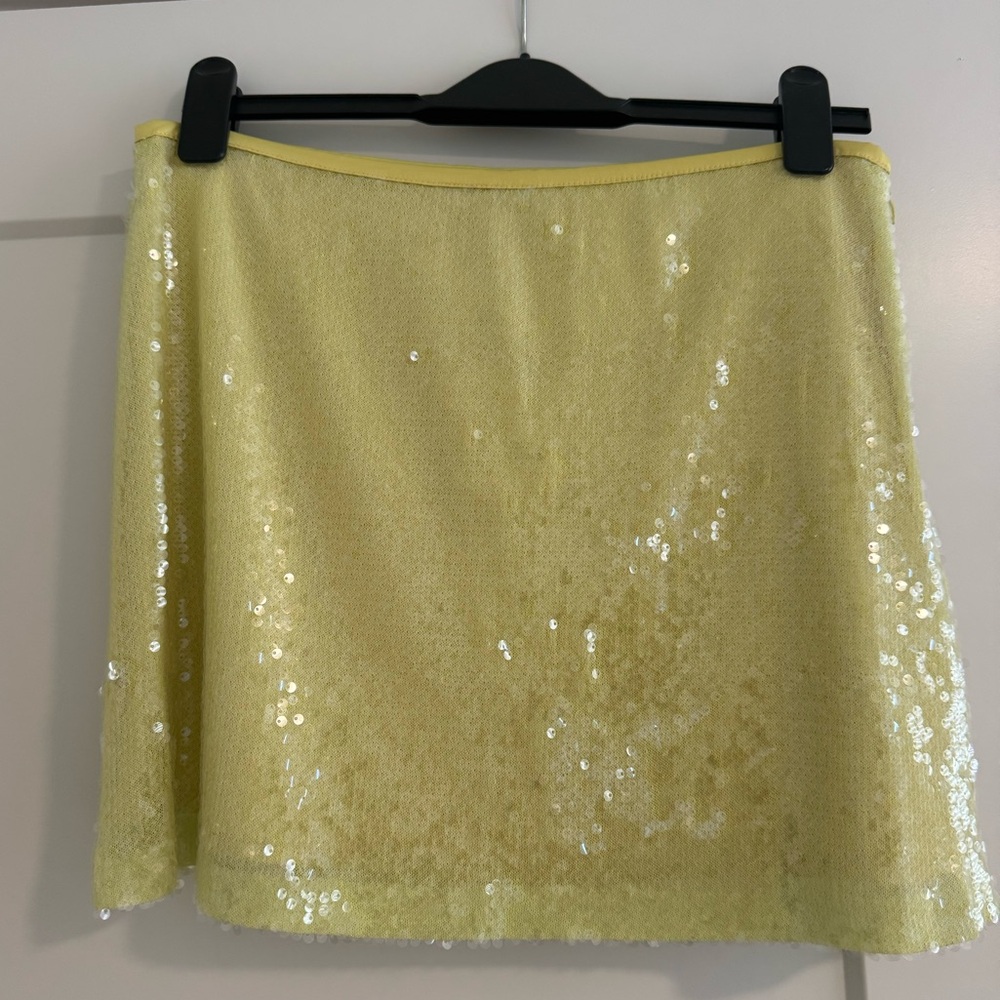 Zara Yellow Sequin Mini Skirt